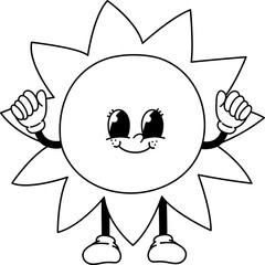 Retro Cartoon Mascot School Sun Groovy Character