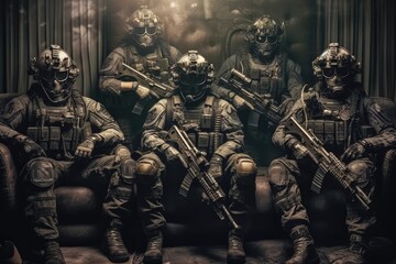 Fototapeta premium Urgency in Motion: Special Ops Ready for Operation