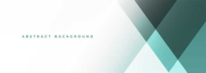 Fototapeta premium White and green modern abstract wide banner with geometric shapes. Dark turquoise and white abstract background. Vector illustration