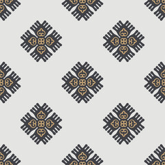 Decorative Asian Folk Seamless Pattern. Traditional Ornament of Asian Nomads: Kyrgyz, Kazakhs, Bashkirs, Tatars, Yakut, Mongols. Ethnic Vector Illustration for Paper Products, Textiles.