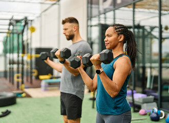 gym sport fitness exercise health woman weight training dumbbell weightlifting bodybuilding trainer power barbell equipment bodybuilder strong