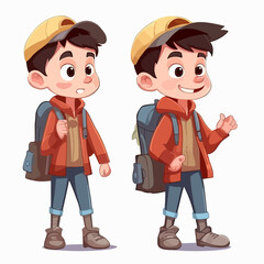 Vector illustration of an adventurer kid, dressed in adventure gear, cartoon pose.