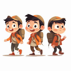 Vector of an adventurer boy, dressed for adventure, cute kid, cartoon style.