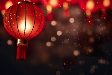 Obraz premium Chinese red lantern on the night of Chinese New Year of happiness background