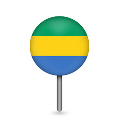 Map pointer with contry Gabon. Gabon flag. Vector illustration.