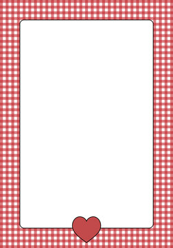 Vektorgrafik mit einem Herz und rot-weiß kariertem Hintergrund. Freier Platz für eigenes Design. Vorlage für Speisekarten, Handzettel, Briefpapier, Werbung und Einladungen.