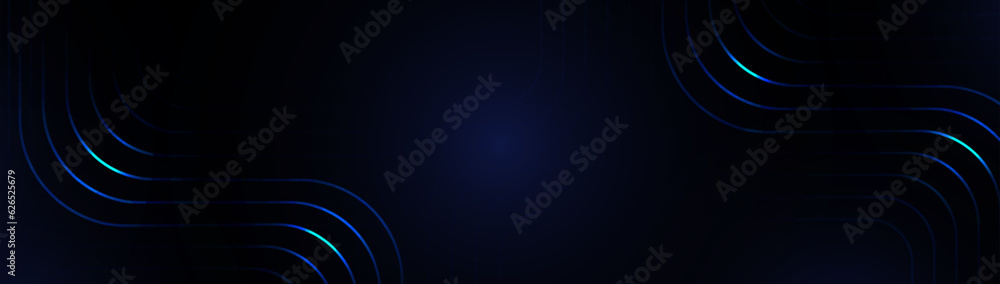 Aufkleber abstract blue digital dynamic curve on dark background. futuristic hi-technology concept. vector ill