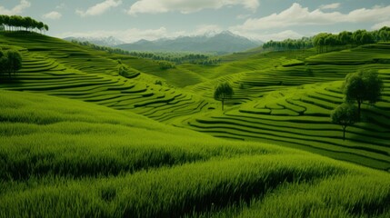 Fototapeta premium Rice Terrace, Generative AI
