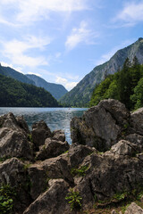 leopoldsteinersee, Austria. The Leopoldsteinersee is a mountain lake in Styria, in the east of Austria