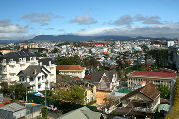 Dalat, Vietnam - 12.07.2019. Panorama of residential buildings