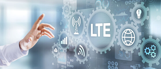 Fototapeta na wymiar LTE band, mobile internet and telecommunication technology concept on virtual screen.