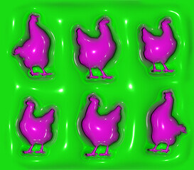 Inflated puffy 3d chicken 20oz tumbler wrap Sublimation PNG
