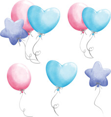 illustration watercolor balloon for decoration