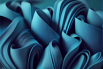 Fototapeta premium Dark blue satin fabric background. Liquid wave or silk soft wavy folds. AI Generated