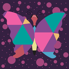 Trendy modern Avant-garde Butterfly background. Summer concept with Simple geometric Butterfly from Organic Shapes. Wallpaper with naive trippy Form in y2k style. Vector art.