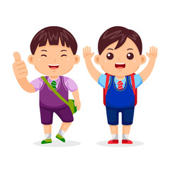Boys Back to School Vector Illustration