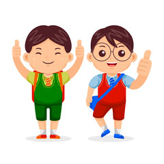 Boys Back to School Vector Illustration