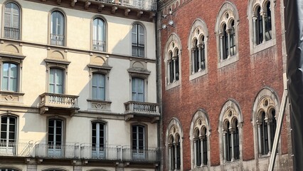Architecture in the historical center of Milan, Italy. 