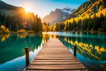 Fototapete Rund lake in the mountains generated ai © Kashif 2158