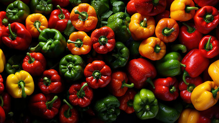 Red, yellow and green bell pepper pattern