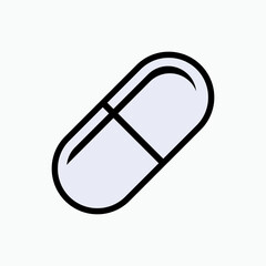 Capsule Icon. Drug Symbol. Cure Sign . Medical Element. Logo Component - Vector