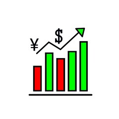 Profit analysis black icon, earning growth,  business graph and arrow