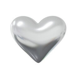 Silver 3D Heart. Cut Out. Realistic Render.