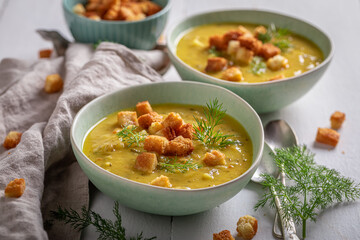 Sour gherkins soup is a traditional Polish soup.