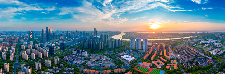 Fototapeta na wymiar Urban Environment of Hexi Central Business District, Nanjing, Jiangsu Province, China