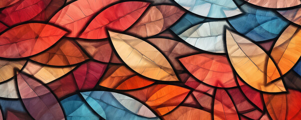Autumn Colored Leaves Background extreme closeup. Generative AI