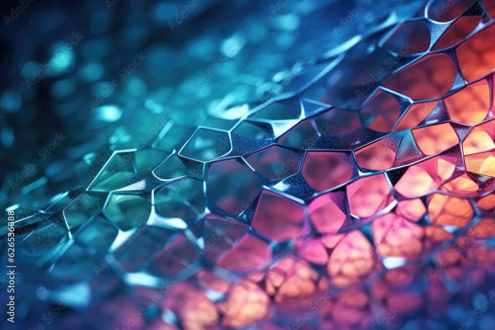 Aufkleber web abstract creative technology network background in neon colors extreme closeup. generative ai