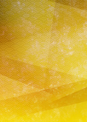 青海波文様　ゴールドのグラデーション背景イラスト　和柄