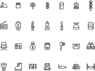 線画キャンプのシンプルイラストアイコンセット