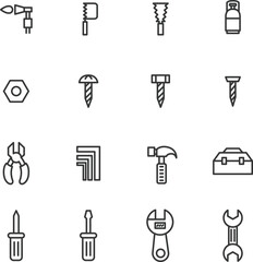 線画工具関連のシンプルイラストアイコンセット