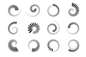 Set of Spiral Design Elements. Abstract Whirl Icons.