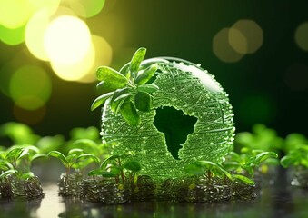 Ecosystem environment earth globe,save our green beautiful planet concept picture.AI Generative