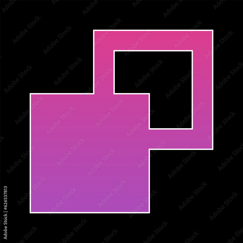 Poster gradient fill square logo sign with white contour. squarish shape symbol vector. outline squares ico