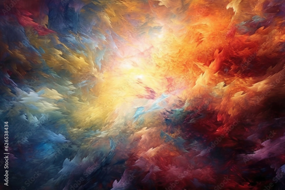 Poster abstract art of dance of light theme that out of formless darkness in the style of simple yet intric