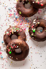 Sweet brownie donuts made of chocolate and brownie cake.