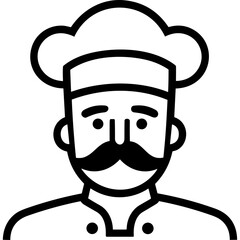 Kitchen chef cook with moustache single icon svg vector portrait logo