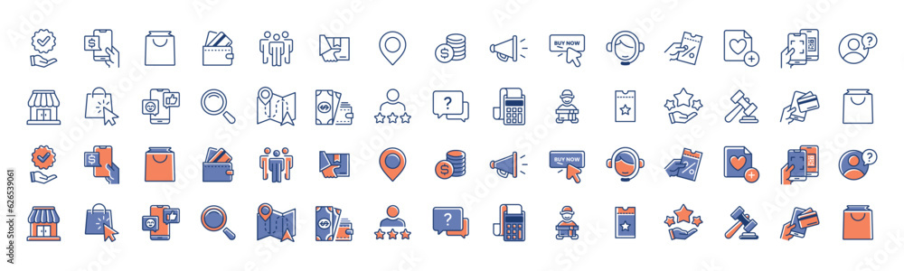 Poster Set of e-commerce online shopping icons collection vector for marketplace business web and app template design
