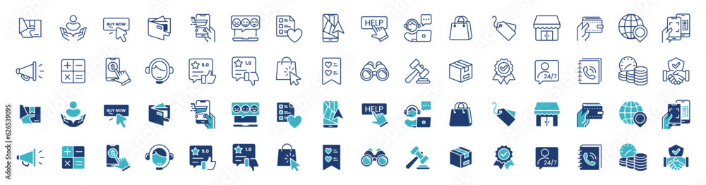 Poster Set of e-commerce online shopping icons collection vector for marketplace business web and app template design