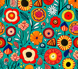 Fototapeta na wymiar Seamless pattern with flowers. Floral background. Illustration.
