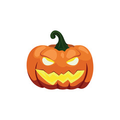 Pumpkin with carved evil face for Halloween vector illustration.