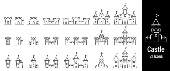 Medieval Castle Set Icons. Fortress, Castle Tower and Kindom. Vector Illustration © Vector World