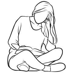 College Student Line Drawing.