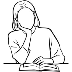 College Student Line Drawing.