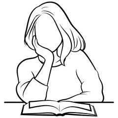 College Student Line Drawing.