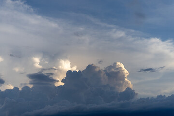 evening sky on a cloudy day in summer beautiful golden clouds in thailand