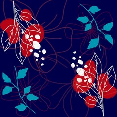 Obraz na płótnie Canvas Beautiful floral garden design over dark background. Seamless abstract garden pattern 